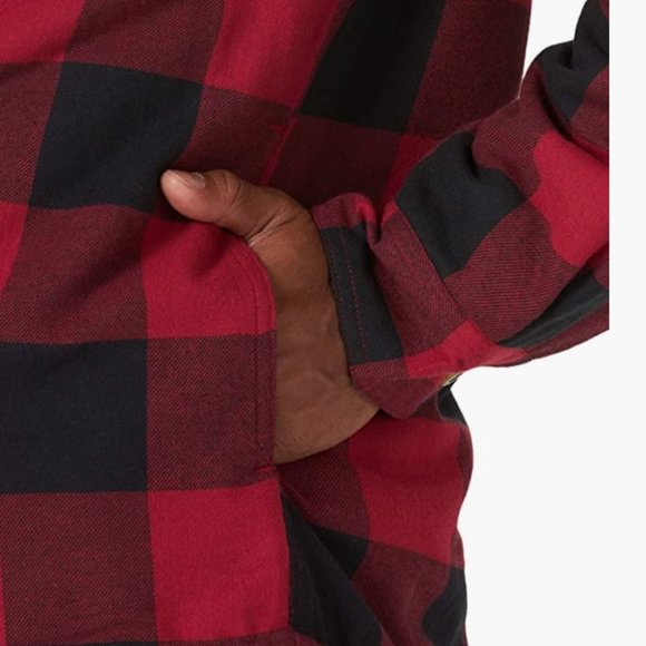 NEW Wrangler Authentics Mens Long Sleeve Sherpa Lined Shirt Jacket Sz Medium red - Picture 4 of 4